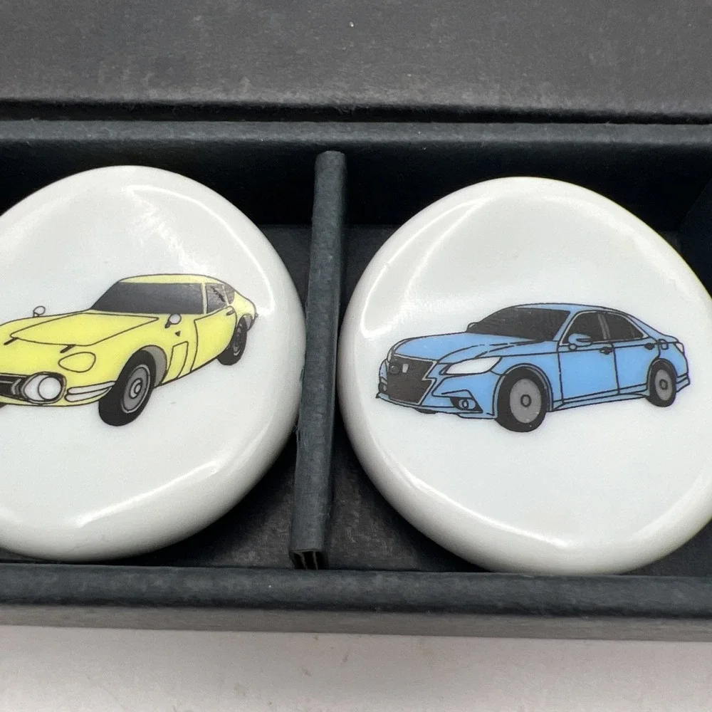 Limited Edition Tajimi Japan Mino Ware Automobile Chopstick Holder Set  RARE